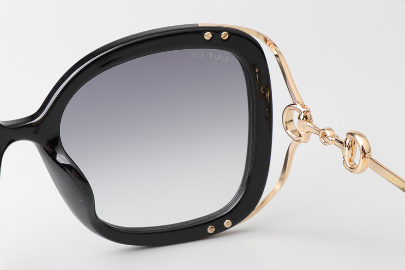 GG1021S Sunglasses Black Gold Gradient Gray