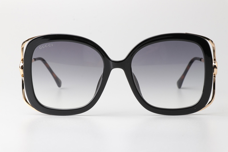 GG1021S Sunglasses Black Gold Gradient Gray
