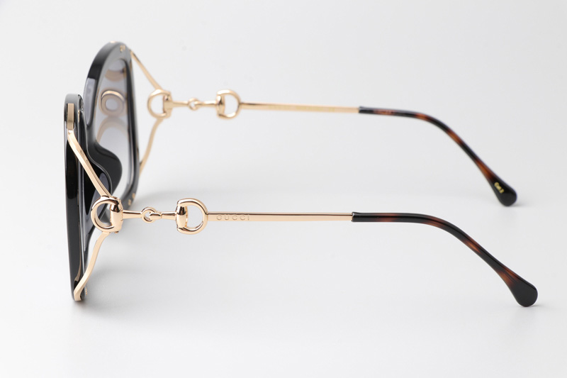 GG1021S Sunglasses Black Gold Gradient Gray