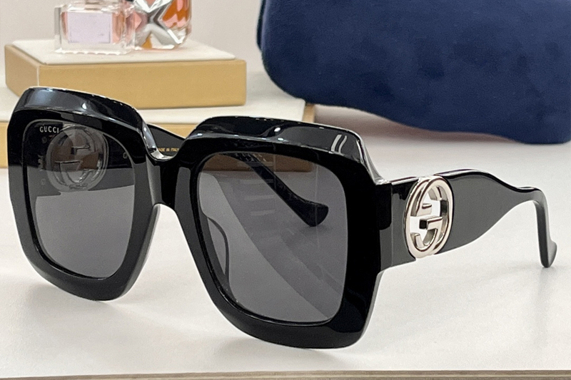 GG1022S Sunglasses Black Silver Gray