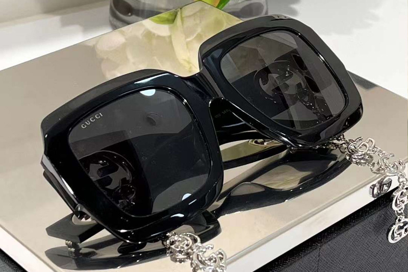 GG1022S Sunglasses Black Silver Gray