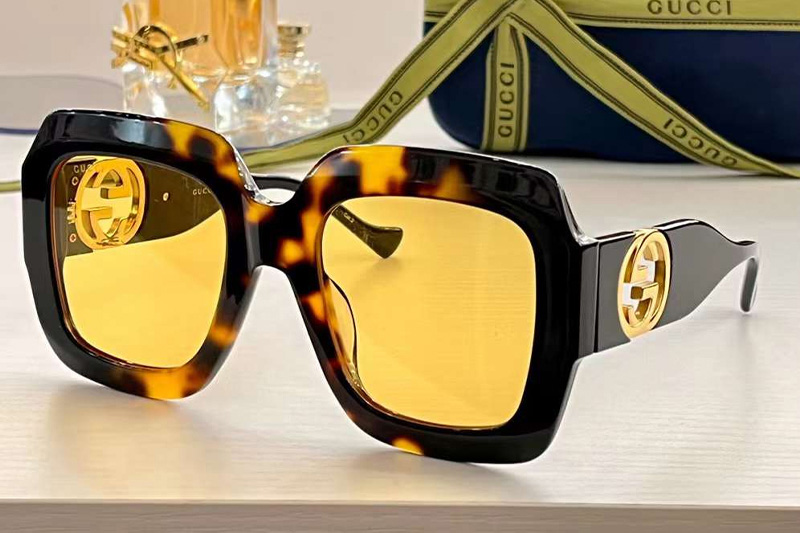 GG1022S Sunglasses Black Tortoise Yellow