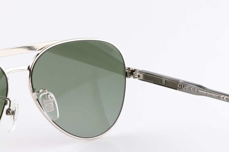 GG1163S Sunglasses Silver Gray Green