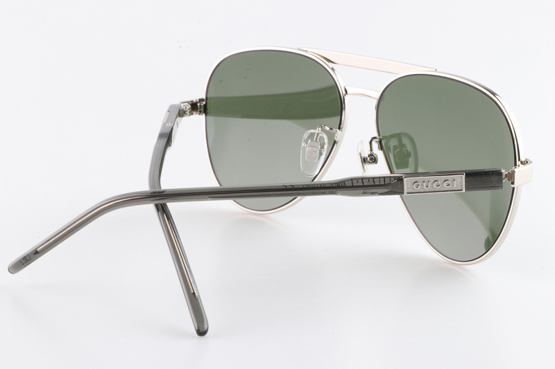 GG1163S Sunglasses Silver Gray Green