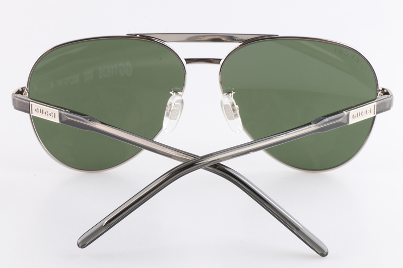 GG1163S Sunglasses Silver Gray Green