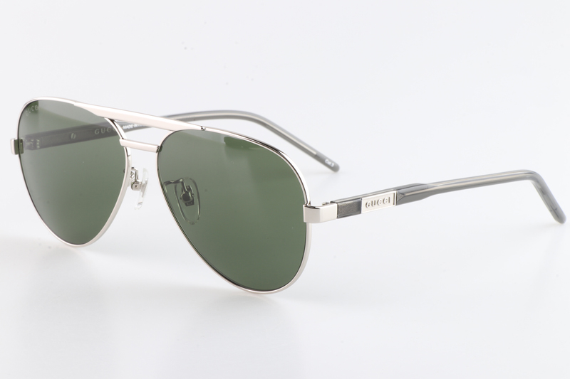 GG1163S Sunglasses Silver Gray Green