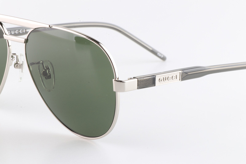 GG1163S Sunglasses Silver Gray Green