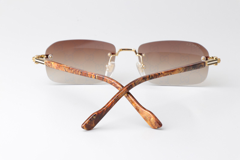 GG1221S Sunglasses Gold Gradient Brown Logo