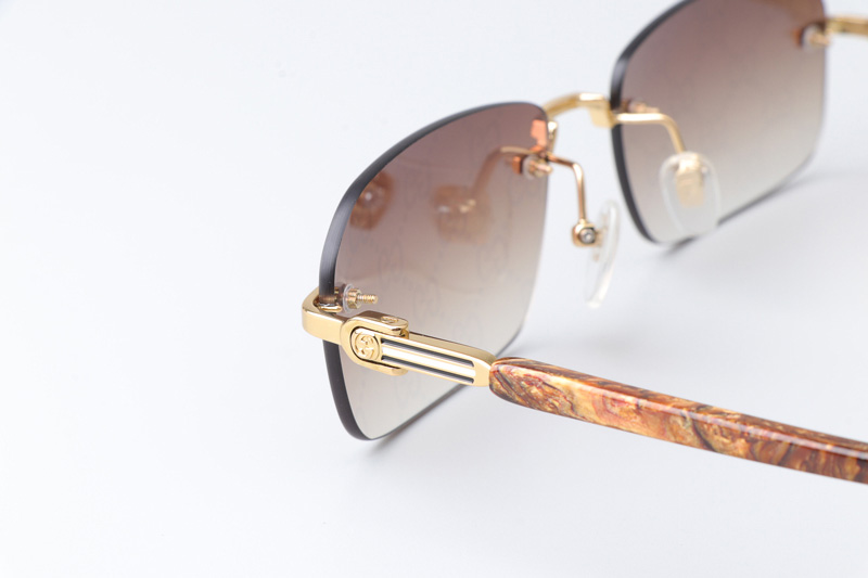 GG1221S Sunglasses Gold Gradient Brown Logo