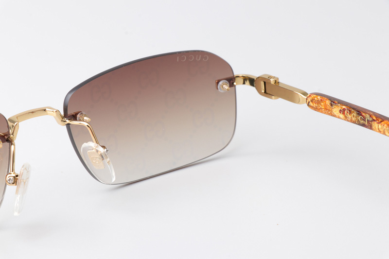 GG1221S Sunglasses Gold Gradient Brown Logo