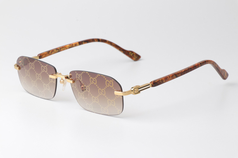 GG1221S Sunglasses Gold Gradient Brown Logo