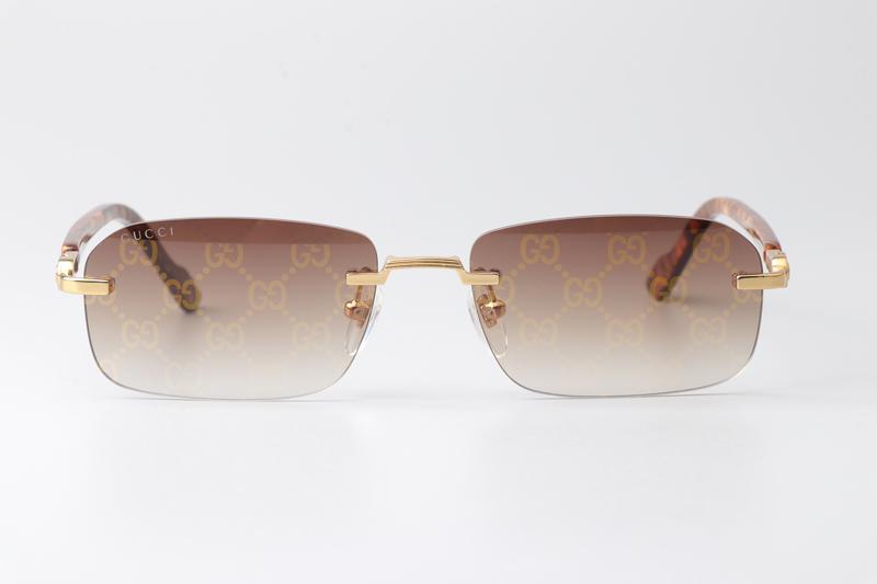 GG1221S Sunglasses Gold Gradient Brown Logo