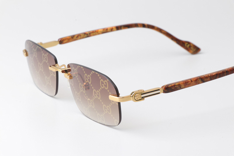 GG1221S Sunglasses Gold Gradient Brown Logo