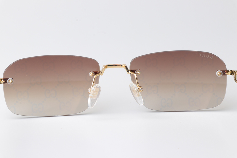 GG1221S Sunglasses Gold Gradient Brown Logo