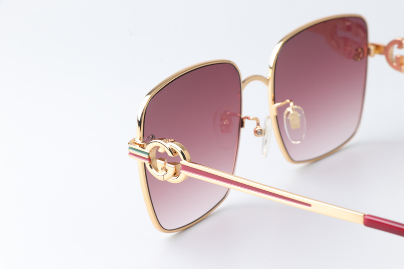 GG1295S Sunglasses Gold Red Gradient Pink