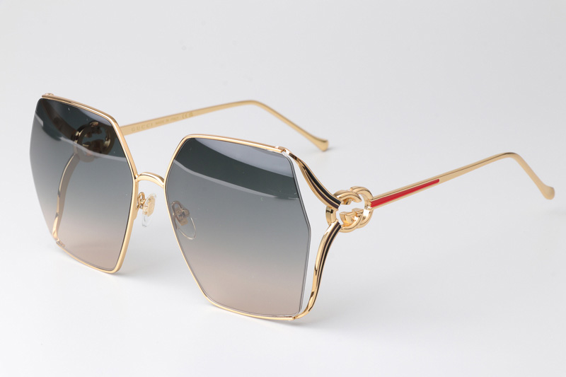 GG1322SA Sunglasses Gold Gradient Green