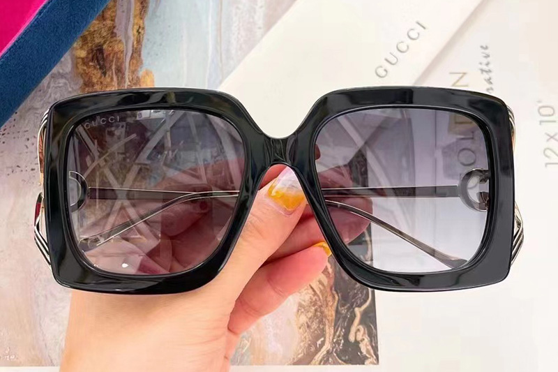 GG1324S Sunglasses In Black Gold Gradient Grey