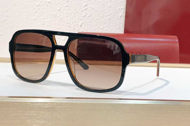 GG1342S Sunglasses Black Brown Gradient Brown