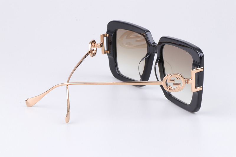 GG1390S Sunglasses Black Gold Gradient Brown