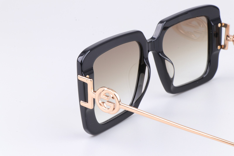 GG1390S Sunglasses Black Gold Gradient Brown