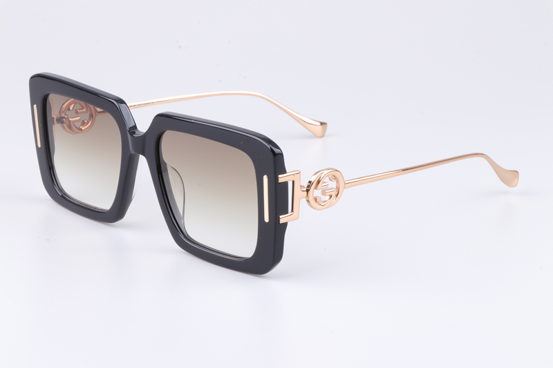 GG1390S Sunglasses Black Gold Gradient Brown