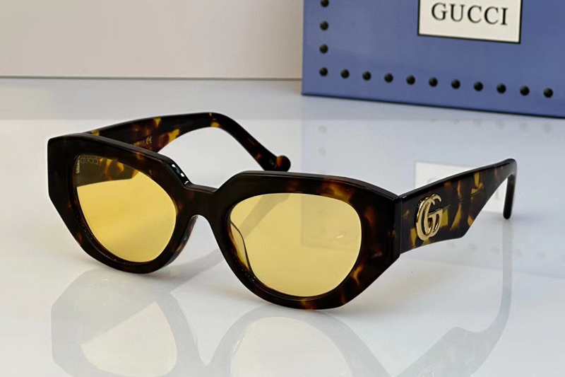 GG1421S Sunglasses In Tortoise Yellow Lens