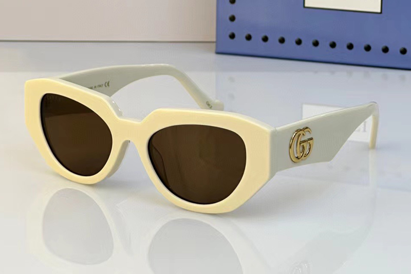 GG1421S Sunglasses In White Brown Lens