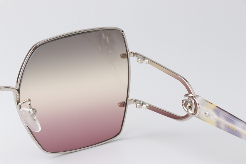 GG1564SA Sunglasses Silver Clear Gradient Gray