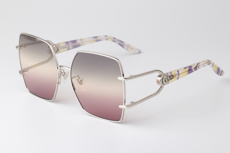 GG1564SA Sunglasses Silver Clear Gradient Gray