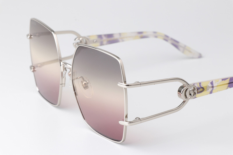 GG1564SA Sunglasses Silver Clear Gradient Gray