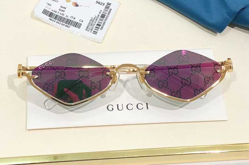 GG1604S Sunglasses Gold Red Logo Flash