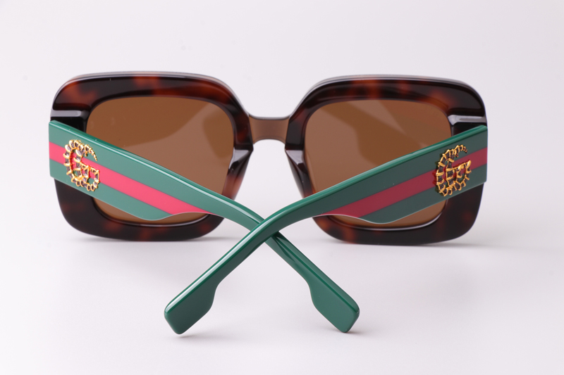 GG1606 Sunglasses Tortoise Green Brown