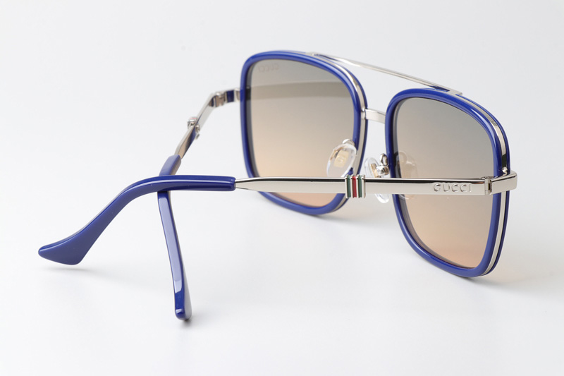 GG1617 Sunglasses Blue Silver Gradient Brown
