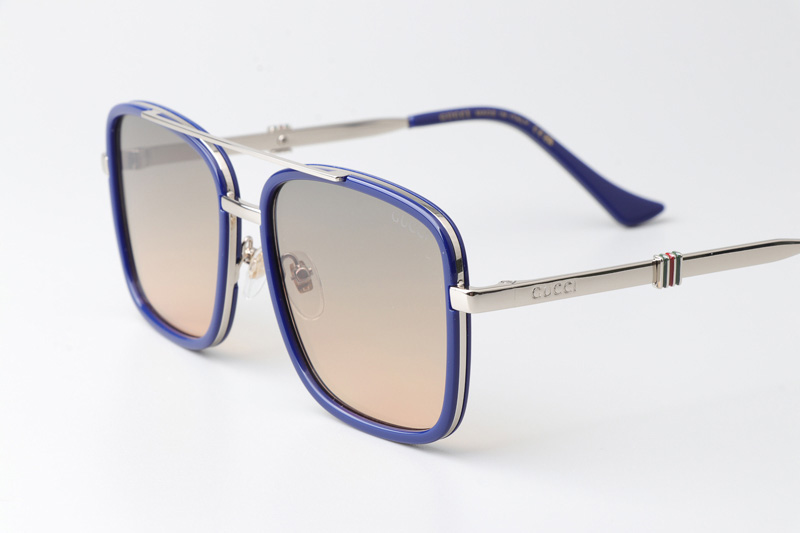 GG1617 Sunglasses Blue Silver Gradient Brown