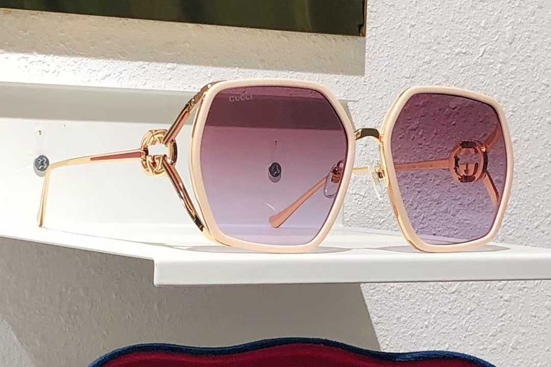 GG1621 Sunglasses Cream Gold Gradient Pink