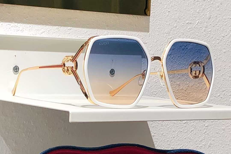 GG1621 Sunglasses White Gold Gradient Blue