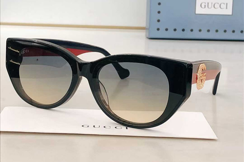 GG1642 Sunglasses Black Gold Gradient Blue