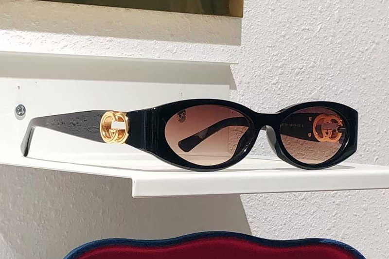GG1660S Sunglasses Black Gold Gradient Red