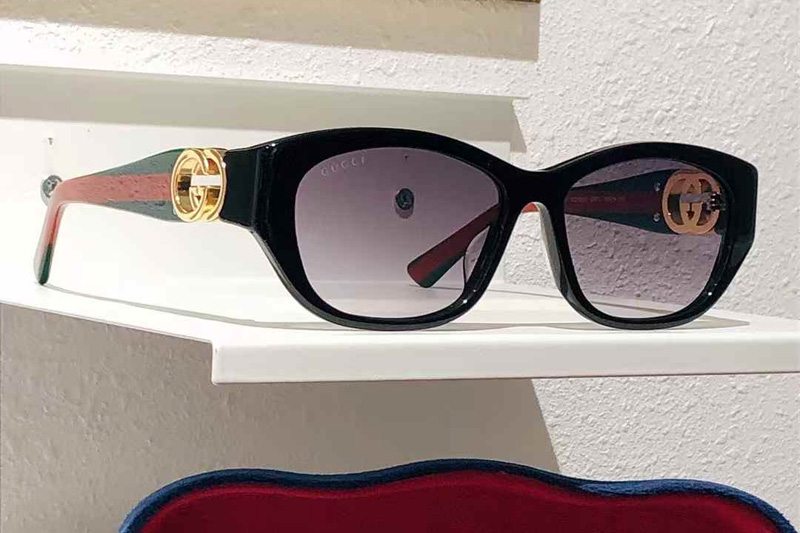 GG1826S Sunglasses Black Green Gradient Gray