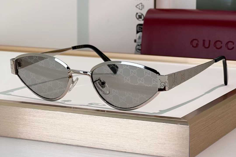 GG1853S Sunglasses Silver Gray Logo
