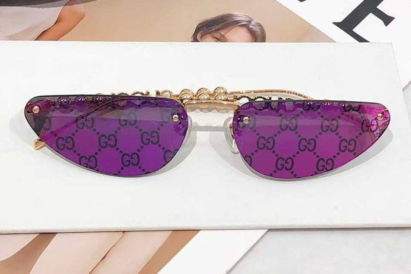 GG1920SA Sunglasses Gold Purple Flash Logo