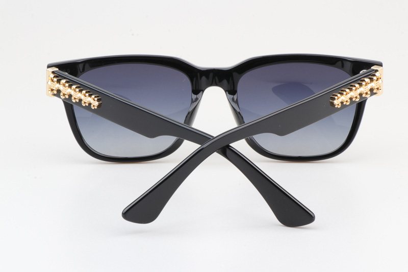 Givenhed II Sunglasses Black Gold Gradient Blue