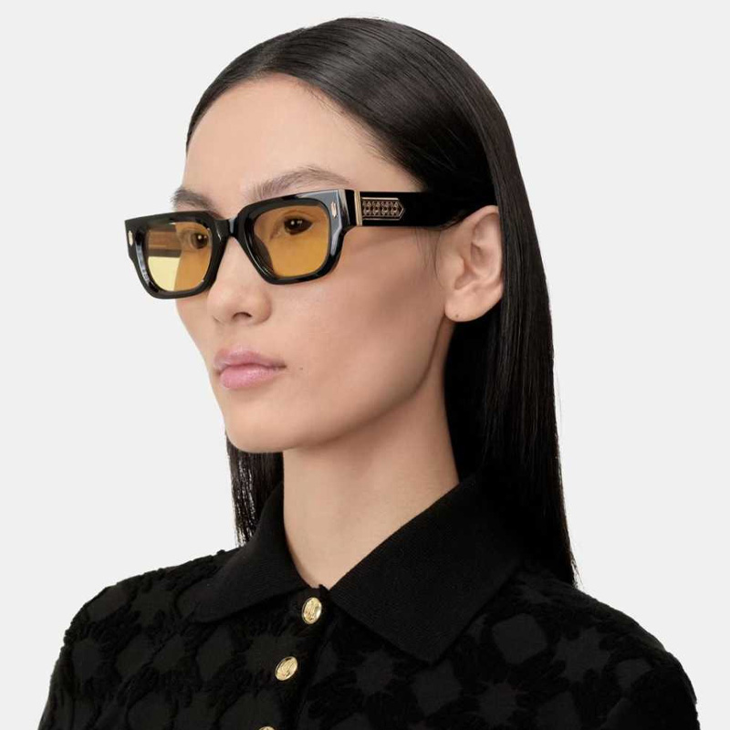 Hollywood Sunglasses Black Gold Yellow