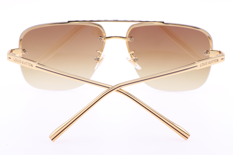 Louis Vuitton Z1968U LV Rise Metal Pilot Sunglasses , Gold, One Size