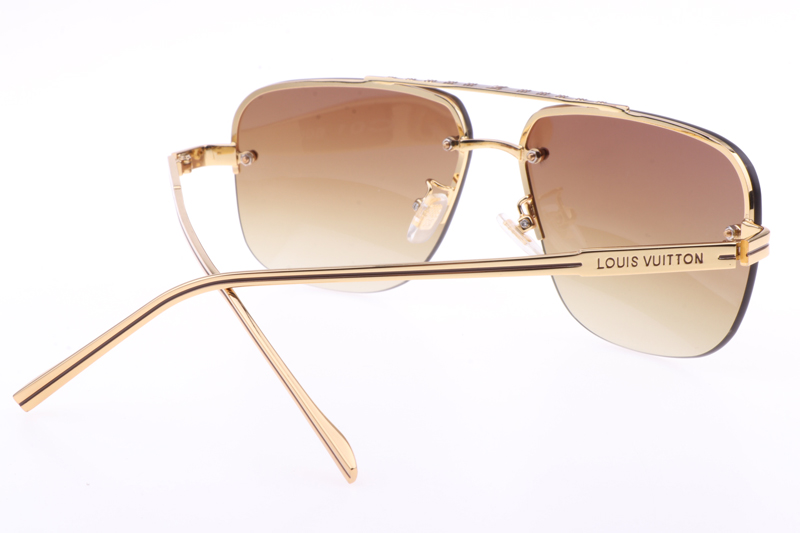 L-V Z1078 Sunglasses In Gold Gradient Brown