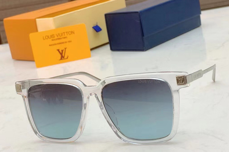 L-V Z1667 Sunglasses In Transparent Silver Gradient Blue