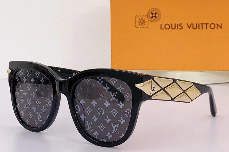 L-V Z1988E Sunglasses In Black Gold Logo Lens