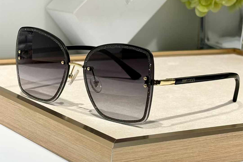 Leti-S Sunglasses Black Gold Gradient Gray