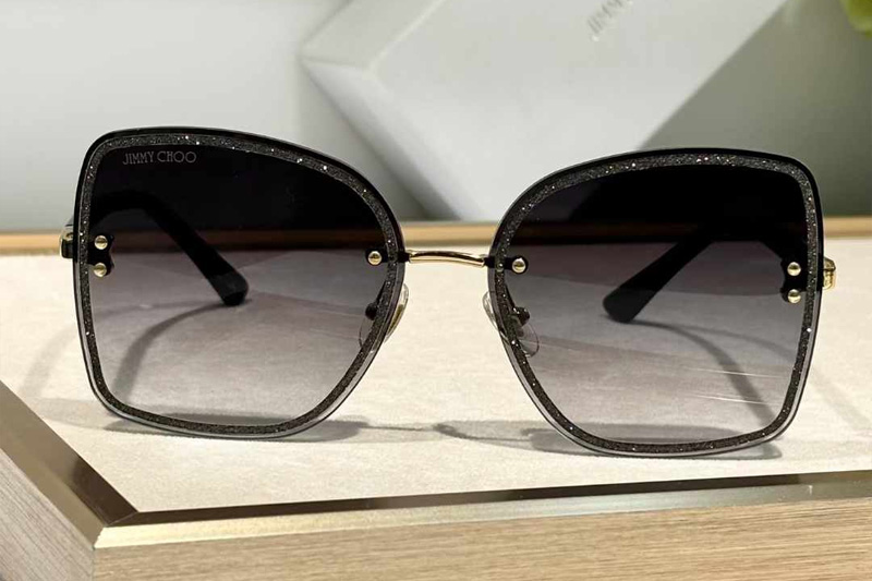 Leti-S Sunglasses Black Gold Gradient Gray