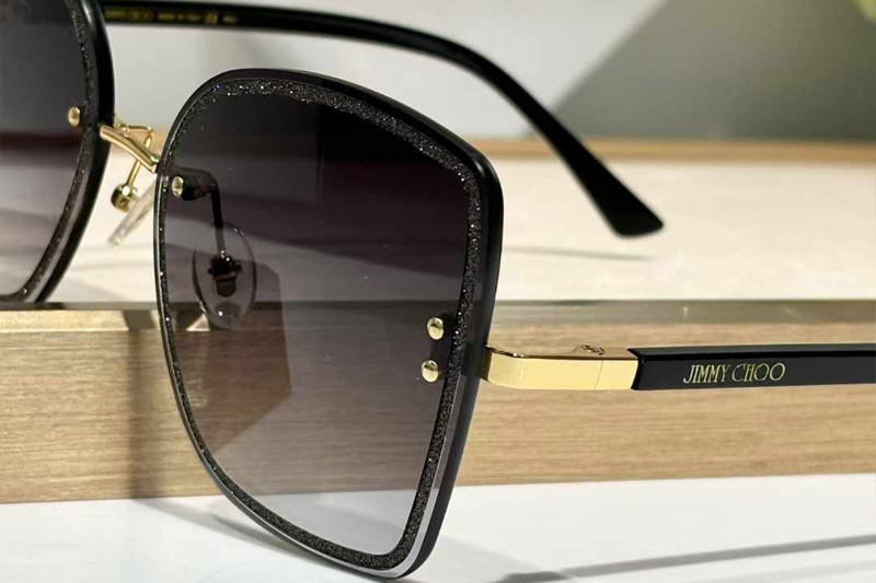 Leti-S Sunglasses Black Gold Gradient Gray
